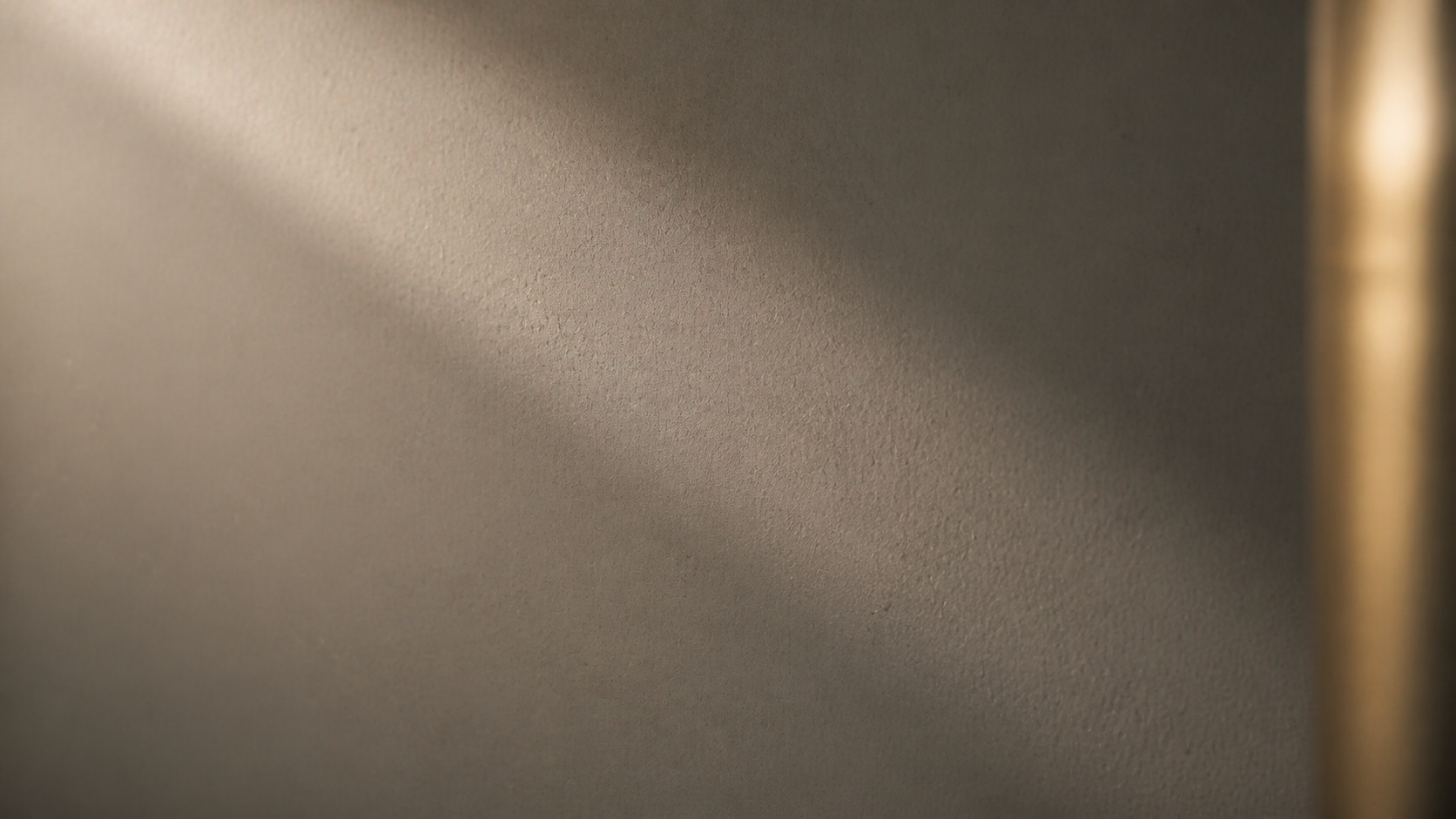 Warm afternoon light grazing a quiet off-white plaster wall